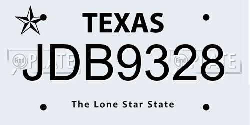 JDB9328 Texas License Plate