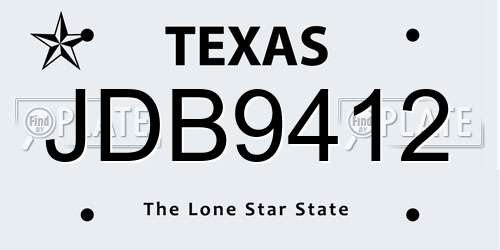 JDB9412 Texas License Plate