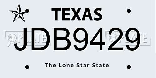 JDB9429 Texas License Plate