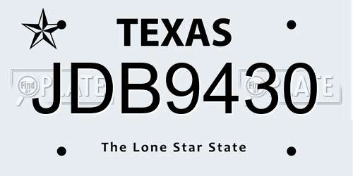 JDB9430 Texas License Plate