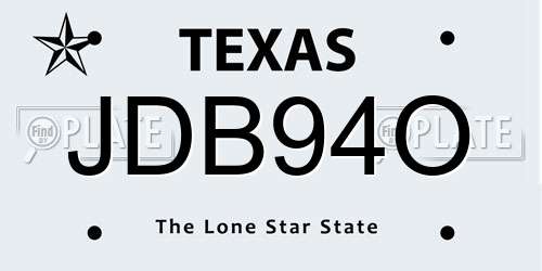 JDB94O Texas License Plate