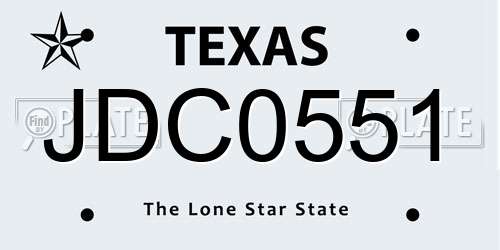 JDC0551 Texas License Plate