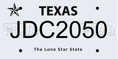 JDC2050 Texas License Plate