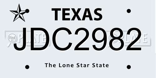 JDC2982 Texas License Plate