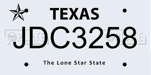 JDC3258 Texas License Plate
