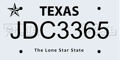 JDC3365 Texas License Plate