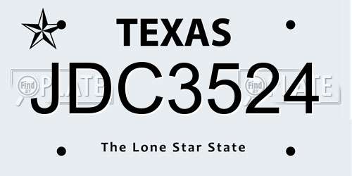 JDC3524 Texas License Plate