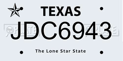 JDC6943 Texas License Plate