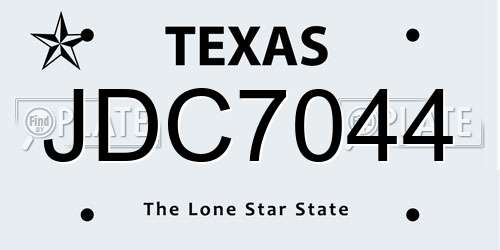 JDC7044 Texas License Plate