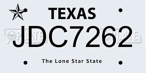 JDC7262 Texas License Plate