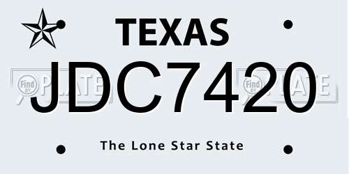 JDC7420 Texas License Plate