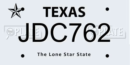 JDC762 Texas License Plate