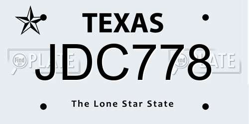 JDC778 Texas License Plate