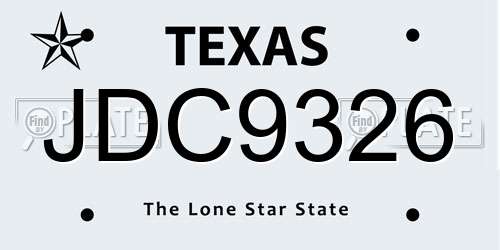 JDC9326 Texas License Plate
