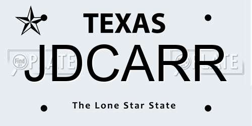 JDCARR Texas License Plate