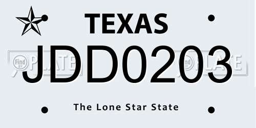 JDD0203 Texas License Plate