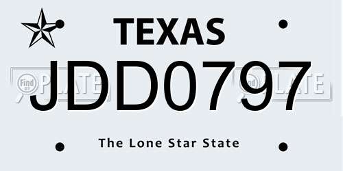 JDD0797 Texas License Plate
