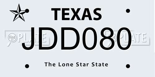 JDD080 Texas License Plate