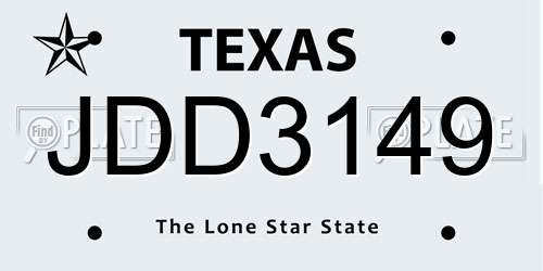 JDD3149 Texas License Plate