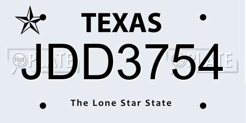 JDD3754 Texas License Plate