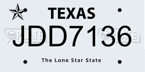 JDD7136 Texas License Plate