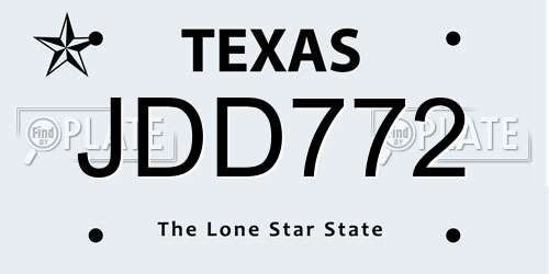 JDD772 Texas License Plate