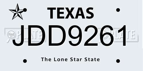 JDD9261 Texas License Plate