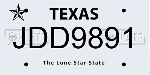 JDD9891 Texas License Plate