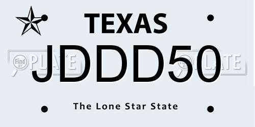 JDDD50 Texas License Plate