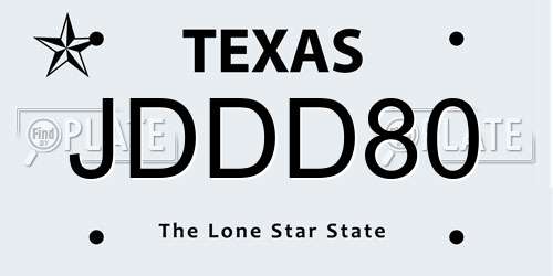JDDD80 Texas License Plate