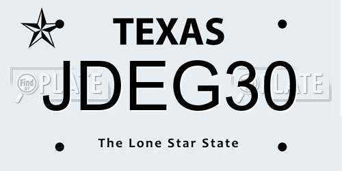 JDEG30 Texas License Plate
