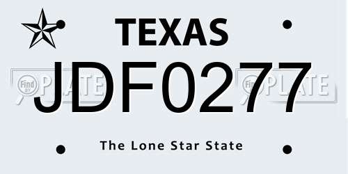 JDF0277 Texas License Plate
