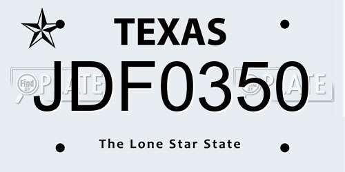 JDF0350 Texas License Plate