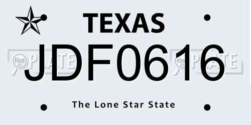 JDF0616 Texas License Plate