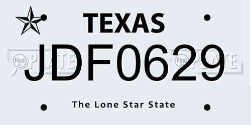 JDF0629 Texas License Plate