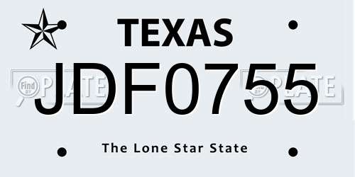 JDF0755 Texas License Plate