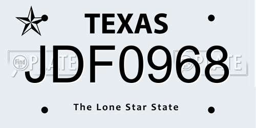 JDF0968 Texas License Plate