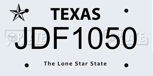 JDF1050 Texas License Plate