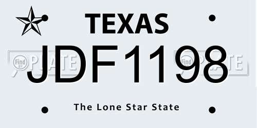 JDF1198 Texas License Plate