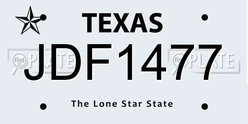 JDF1477 Texas License Plate