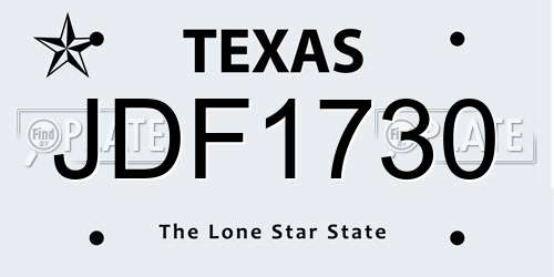 JDF1730 Texas License Plate