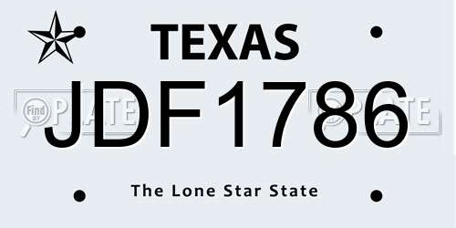 JDF1786 Texas License Plate
