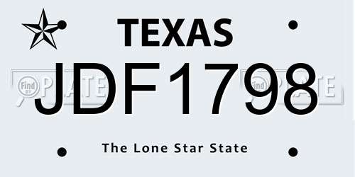 JDF1798 Texas License Plate
