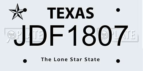 JDF1807 Texas License Plate