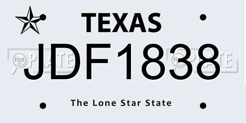 JDF1838 Texas License Plate