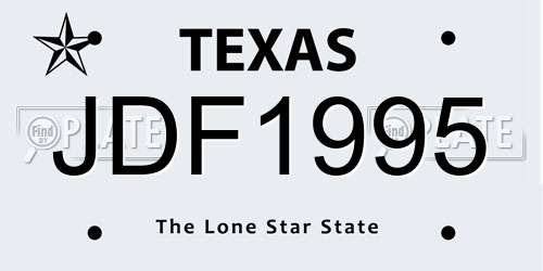 JDF1995 Texas License Plate