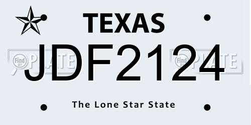 JDF2124 Texas License Plate