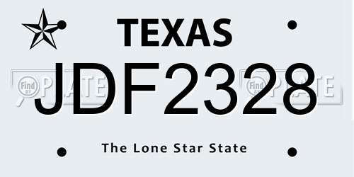 JDF2328 Texas License Plate