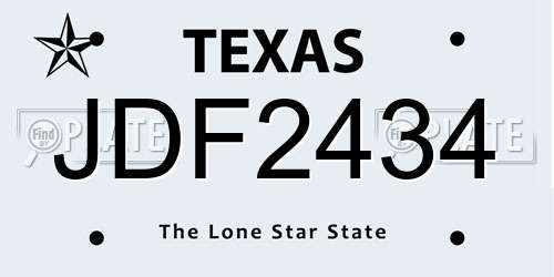 JDF2434 Texas License Plate