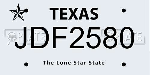 JDF2580 Texas License Plate